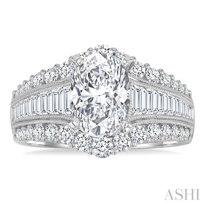 Oval Shape Semi-Mount Diamond Engagement Ring