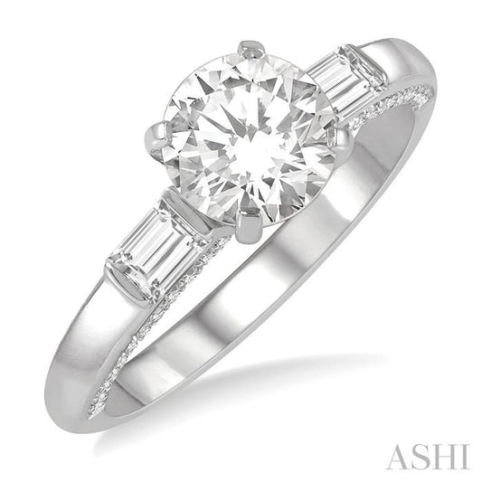 Round Shape Semi-Mount Diamond Engagement Ring