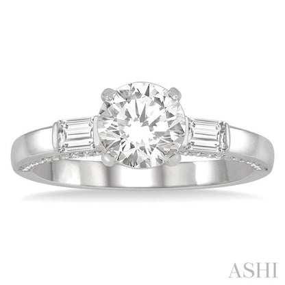 Round Shape Semi-Mount Diamond Engagement Ring
