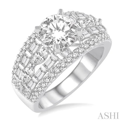 Round Shape Semi-Mount Diamond Engagement Ring