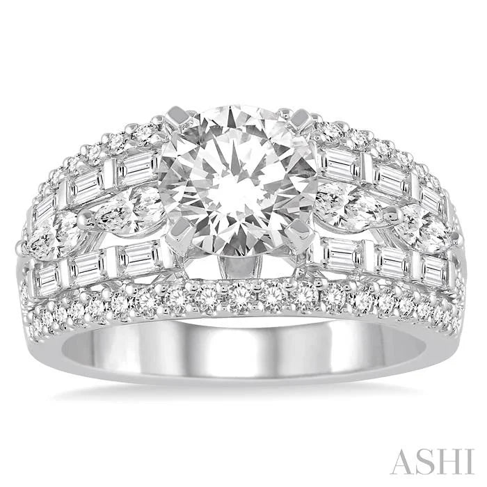 Round Shape Semi-Mount Diamond Engagement Ring