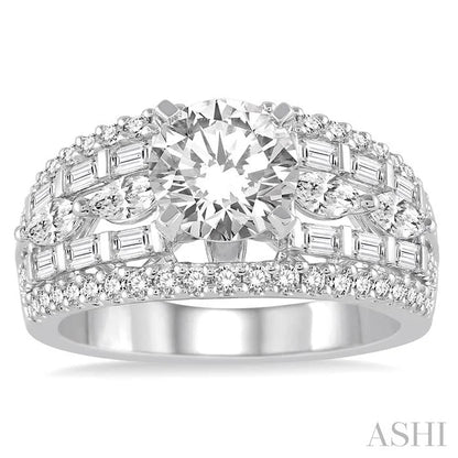 Round Shape Semi-Mount Diamond Engagement Ring
