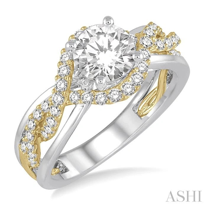 Round Shape Semi-Mount Diamond Engagement Ring