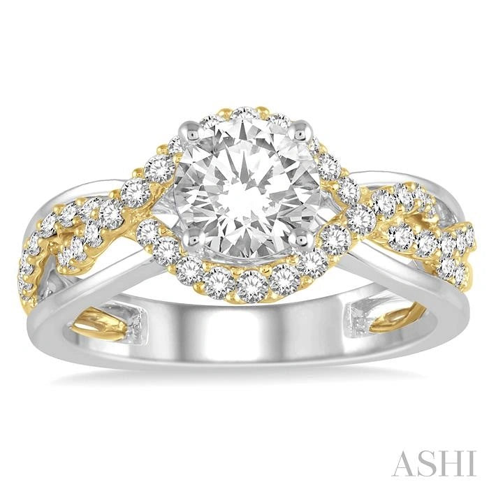 Round Shape Semi-Mount Diamond Engagement Ring