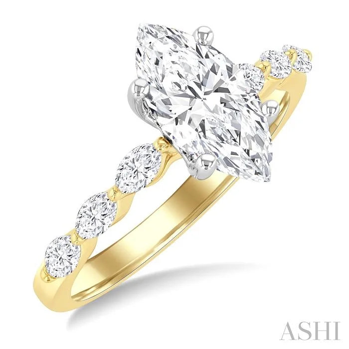 Marquise Shape Semi-Mount Diamond Engagement Ring