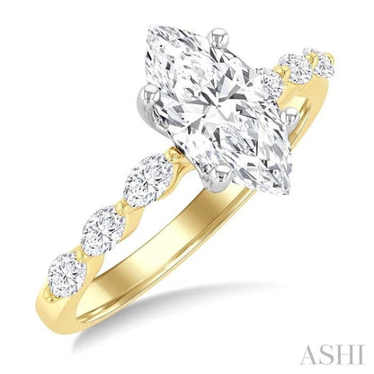 Marquise Shape Semi-Mount Diamond Engagement Ring