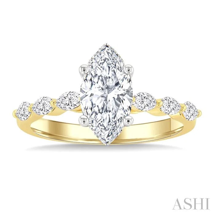 Marquise Shape Semi-Mount Diamond Engagement Ring
