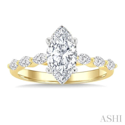 Marquise Shape Semi-Mount Diamond Engagement Ring