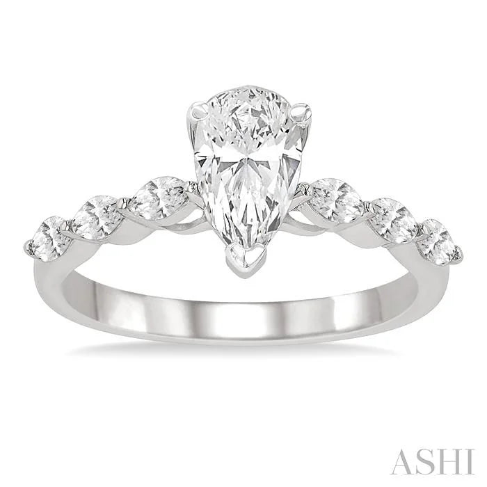 Pear Shape Semi-Mount Diamond Engagement Ring