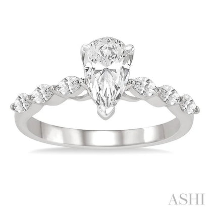 Pear Shape Semi-Mount Diamond Engagement Ring