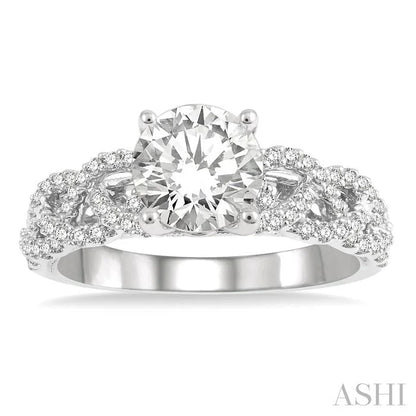 Round Shape Semi-Mount Diamond Engagement Ring