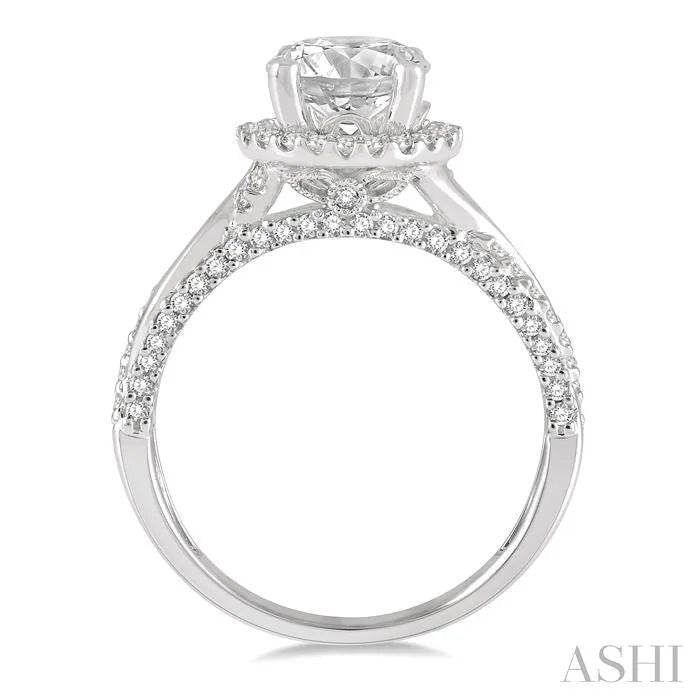 Round Shape Semi-Mount Halo Diamond Engagement Ring