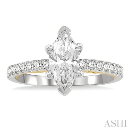 Marquise Shape Semi-Mount Diamond Engagement Ring