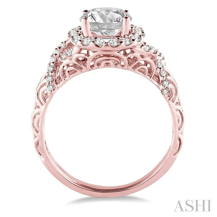 Round Shape Semi-Mount Halo Diamond Engagement Ring