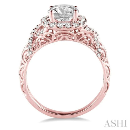Round Shape Semi-Mount Halo Diamond Engagement Ring