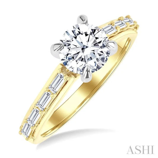 Round Shape Semi-Mount Diamond Engagement Ring
