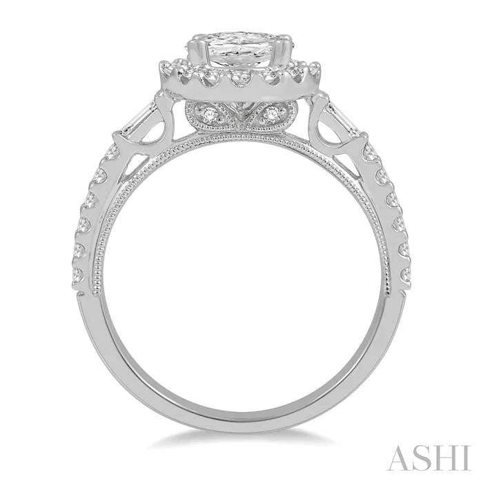 Oval Shape Semi-Mount Halo Diamond Engagement Ring