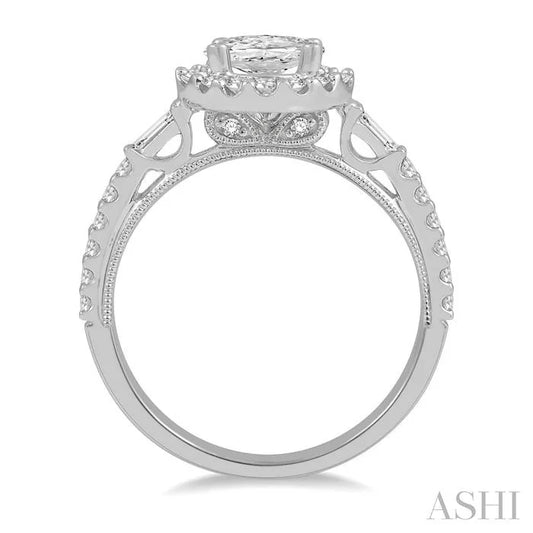 Oval Shape Semi-Mount Halo Diamond Engagement Ring