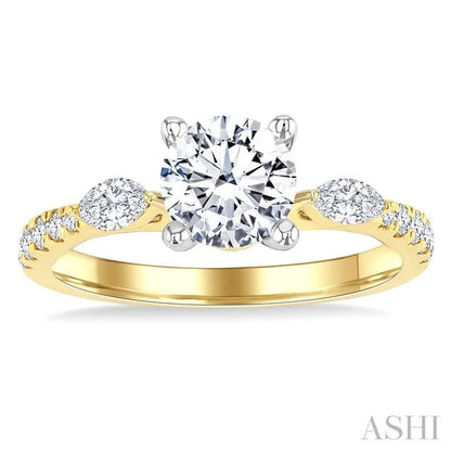 Round Shape Semi-Mount Diamond Engagement Ring