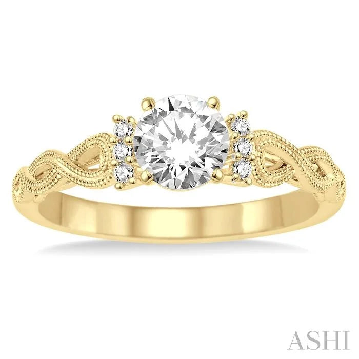 Round Shape Semi-Mount Diamond Engagement Ring