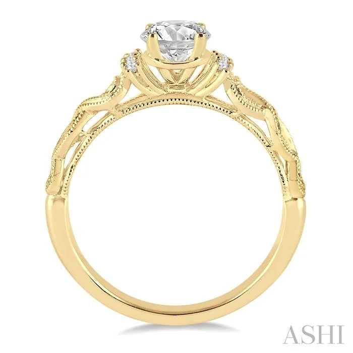 Round Shape Semi-Mount Diamond Engagement Ring