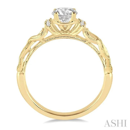 Round Shape Semi-Mount Diamond Engagement Ring