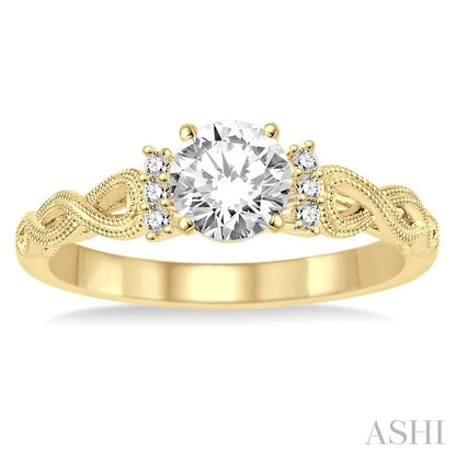 Round Shape Semi-Mount Diamond Engagement Ring