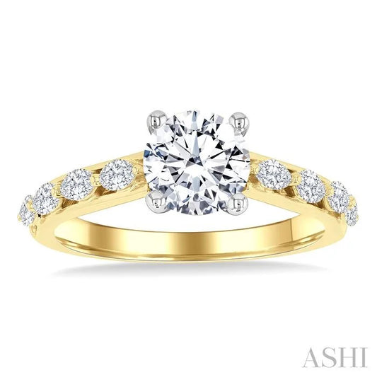 Round Shape Semi-Mount Diamond Engagement Ring