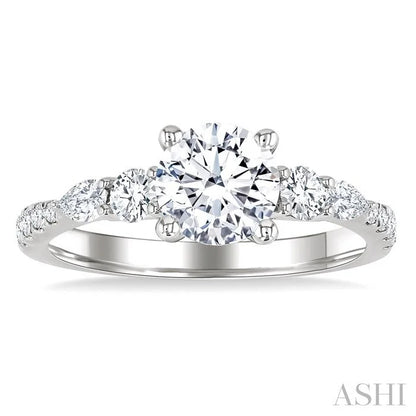 Round Shape Semi-Mount Diamond Engagement Ring
