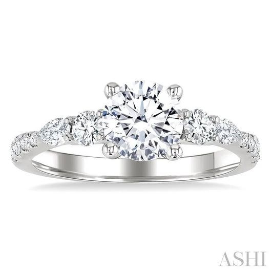 Round Shape Semi-Mount Diamond Engagement Ring