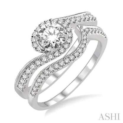 Round Shape Halo Diamond Wedding Set