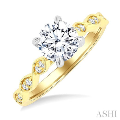 Round Shape Semi-Mount Diamond Engagement Ring