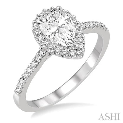 Pear Shape Halo Diamond Engagement Ring