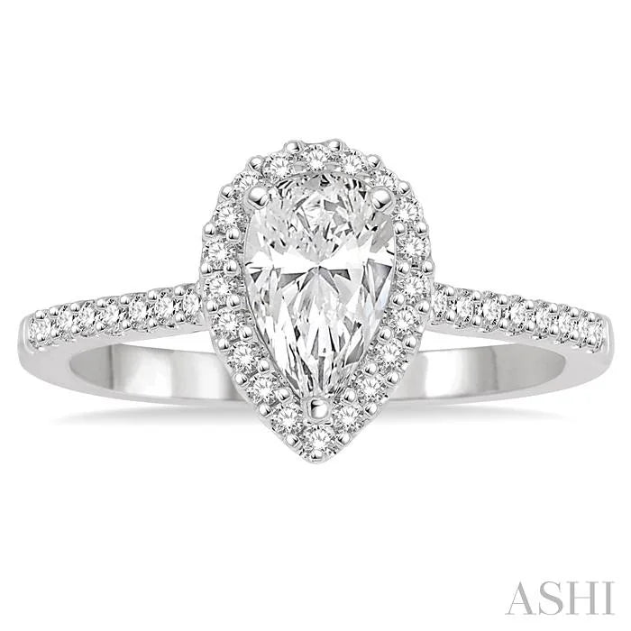 Pear Shape Halo Diamond Engagement Ring