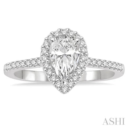 Pear Shape Halo Diamond Engagement Ring