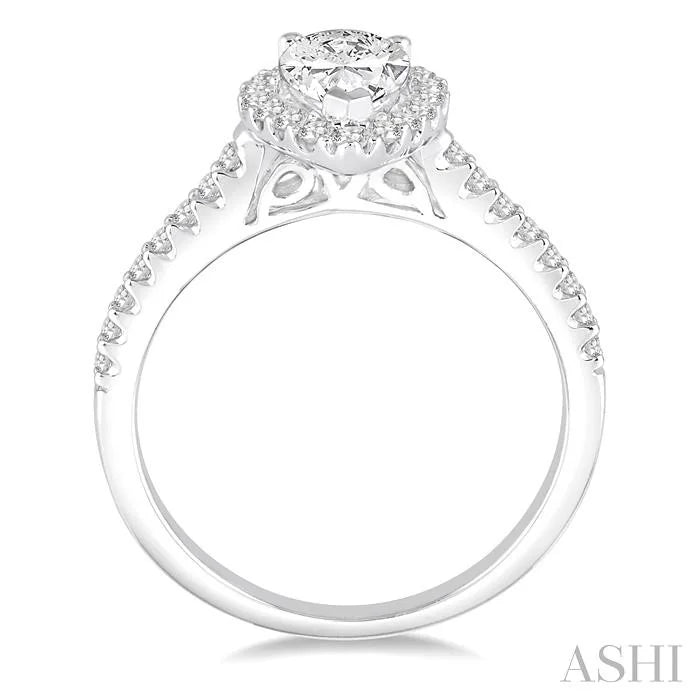 Pear Shape Halo Diamond Engagement Ring