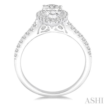 Pear Shape Halo Diamond Engagement Ring