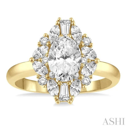 Oval Shape Semi-Mount Halo Diamond Engagement Ring