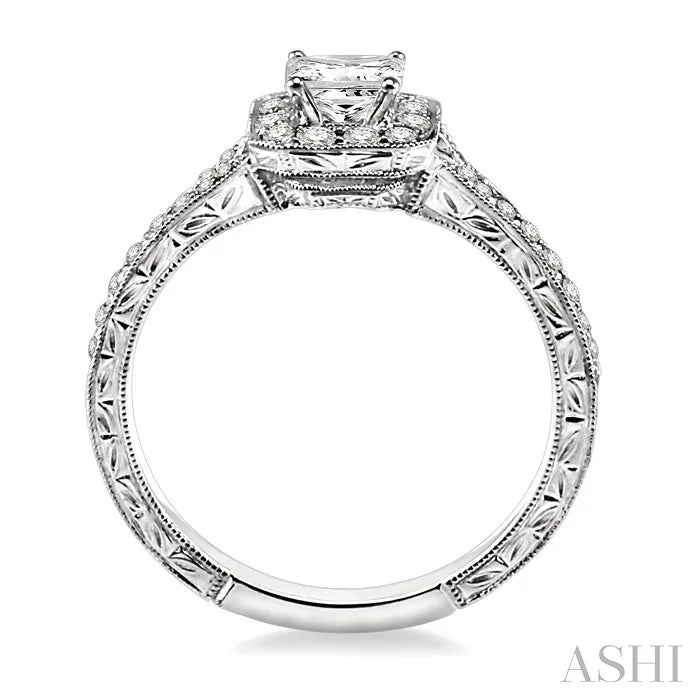 Princess Shape Halo Diamond Engagement Ring