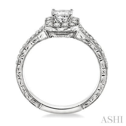 Princess Shape Halo Diamond Engagement Ring