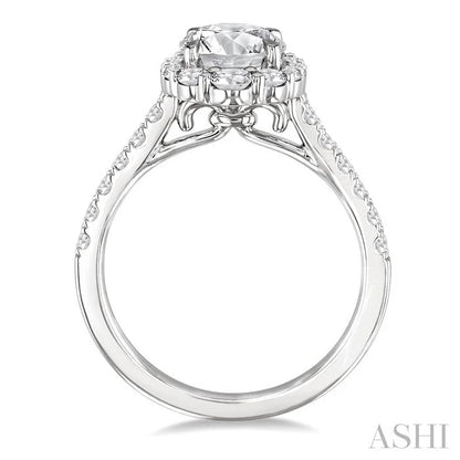 Round Shape Semi-Mount Halo Diamond Engagement Ring