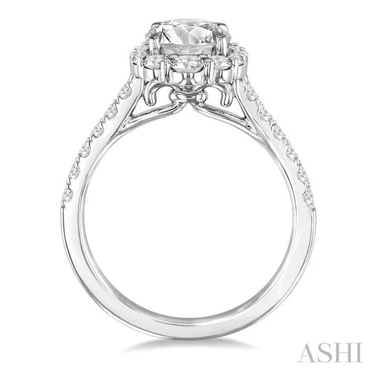 Round Shape Semi-Mount Halo Diamond Engagement Ring