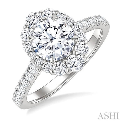 Round Shape Semi-Mount Halo Diamond Engagement Ring