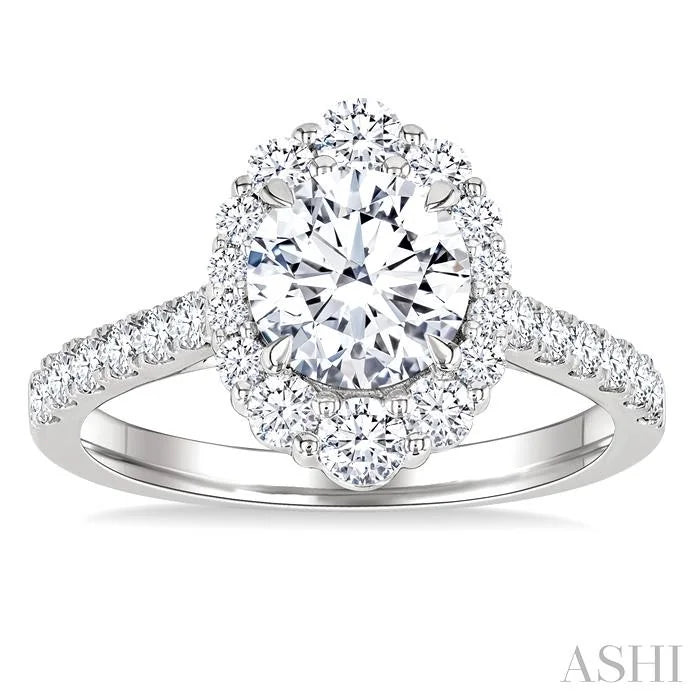 Round Shape Semi-Mount Halo Diamond Engagement Ring