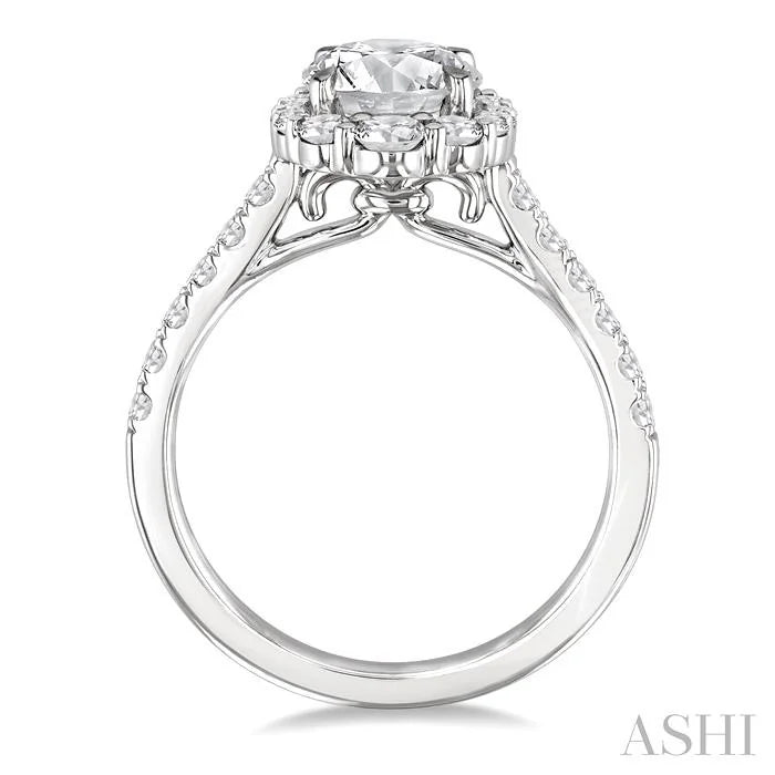 Round Shape Semi-Mount Halo Diamond Engagement Ring
