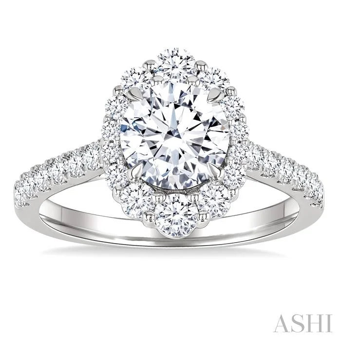 Round Shape Semi-Mount Halo Diamond Engagement Ring