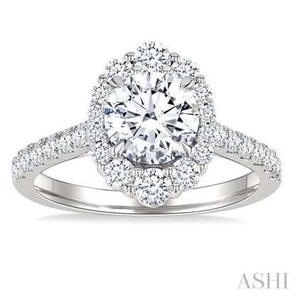 Round Shape Semi-Mount Halo Diamond Engagement Ring