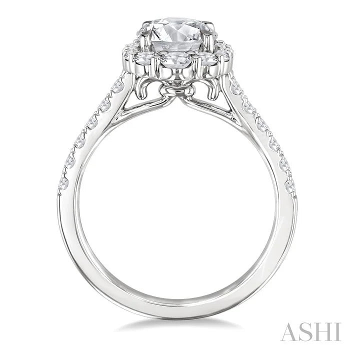 Round Shape Semi-Mount Halo Diamond Engagement Ring
