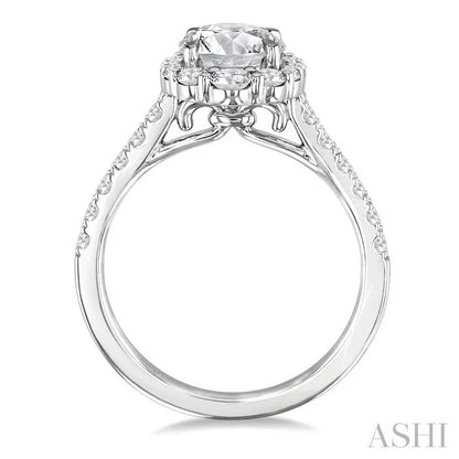 Round Shape Semi-Mount Halo Diamond Engagement Ring