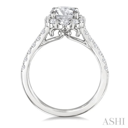 Round Shape Semi-Mount Halo Diamond Engagement Ring